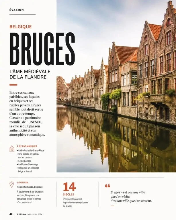 Canaux médiévaux de Bruges pour un week end 3h de lille