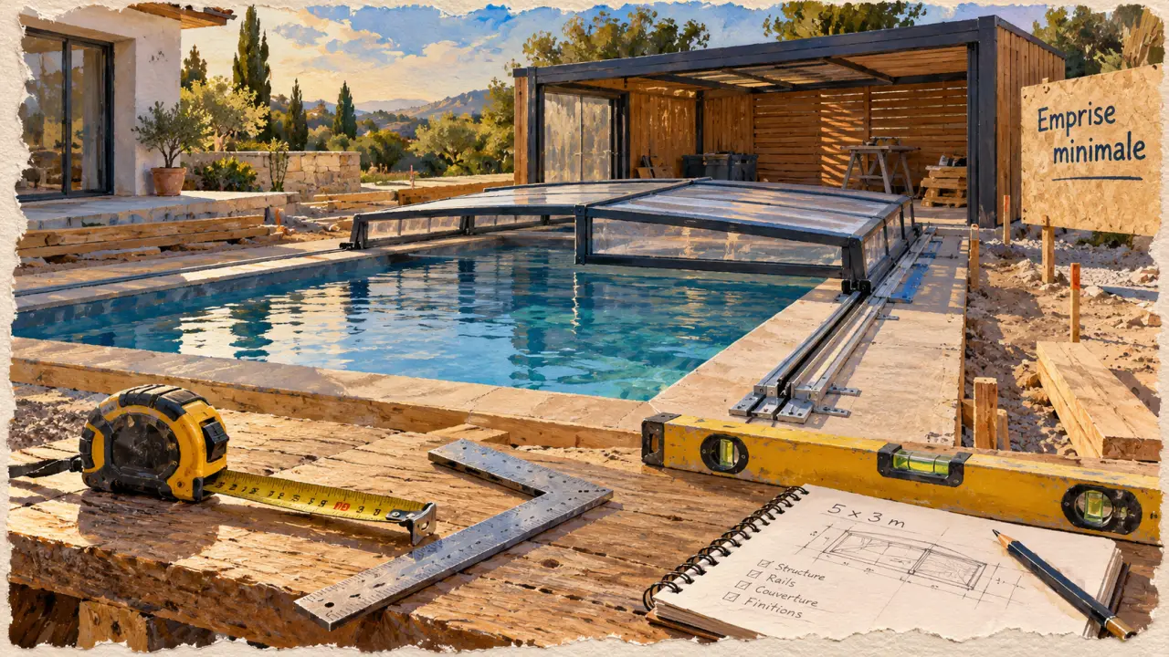 Abri piscine fait maison : ancrage et sécurité sur chantier