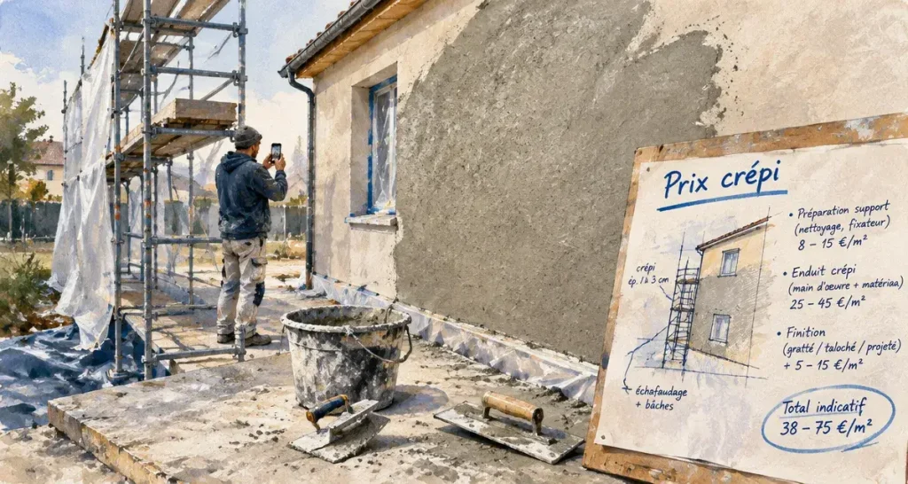 Prix du crépi pour une maison de 100 m² : le métrage des façades change tout